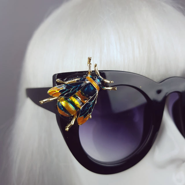 "Honey-B" Black Teal Bee Sunglasses