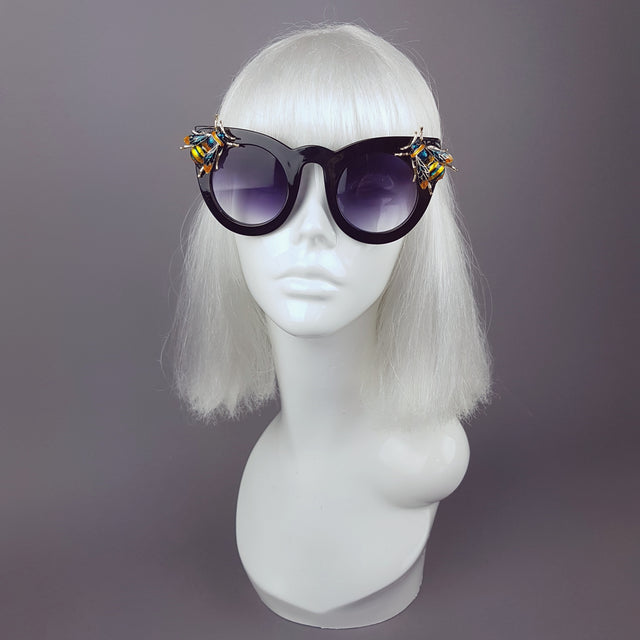 "Honey-B" Black Teal Bee Sunglasses