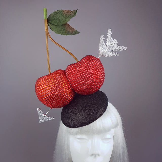 "Poignardé" Giant Cherries & Arrow Glitter Hat
