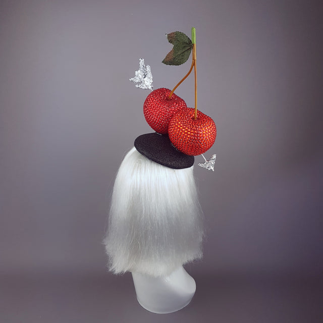 "Poignardé" Giant Cherries & Arrow Glitter Hat