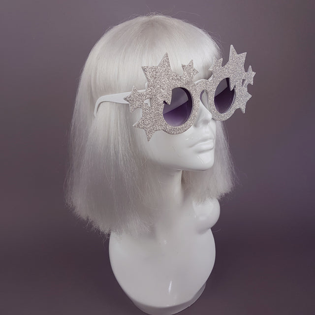 "Danika" Diamond Silver Glitter Stars Sunglasses