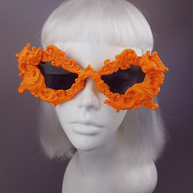 "Naranja" Orange Filigree Ornate Sunglasses