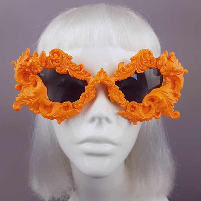"Naranja" Orange Filigree Ornate Sunglasses
