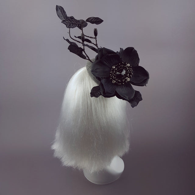 "Lethia" Black & Grey Flower Fascinator
