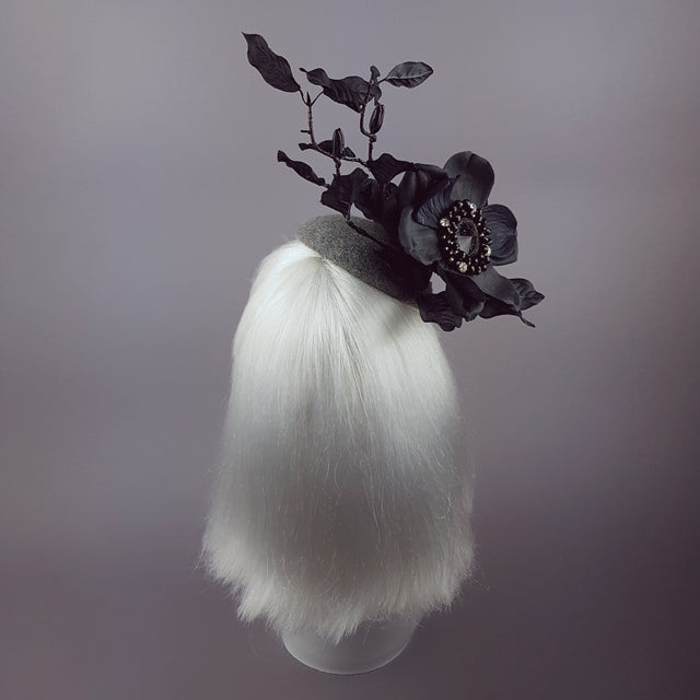"Lethia" Black & Grey Flower Fascinator