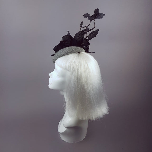 "Lethia" Black & Grey Flower Fascinator