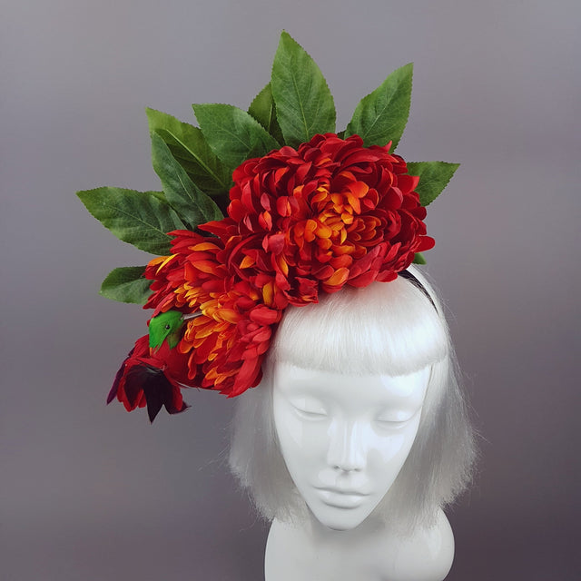 "Arethusa" Chrysanthemum & Hummingbird Headpiece