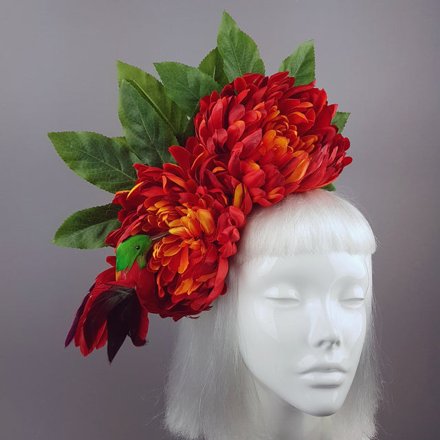 "Arethusa" Chrysanthemum & Hummingbird Headpiece