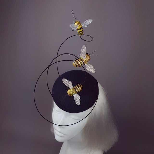 "Like Bees to..." Glitter Bumble Bee Fascinator Hat