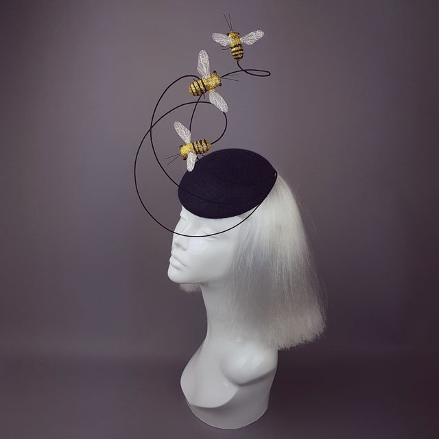 "Like Bees to..." Glitter Bumble Bee Fascinator Hat