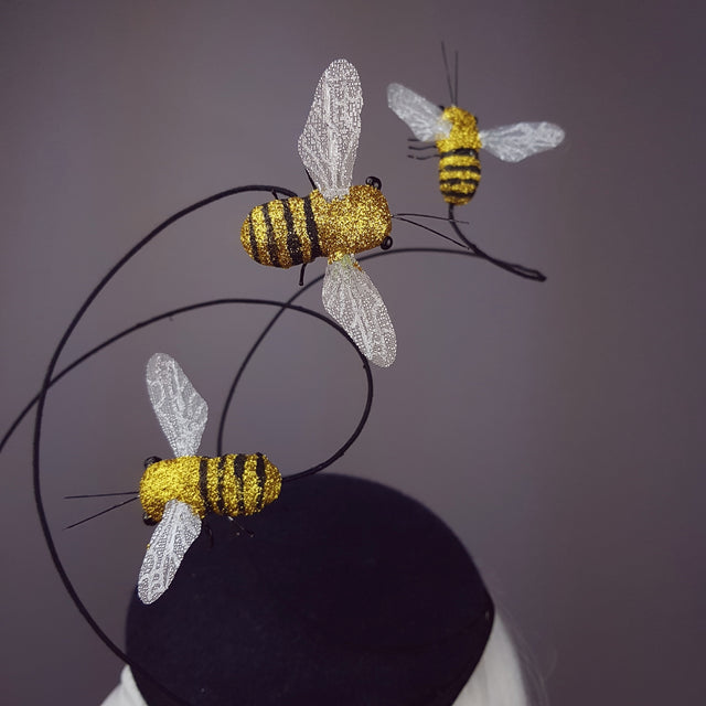 "Like Bees to..." Glitter Bumble Bee Fascinator Hat