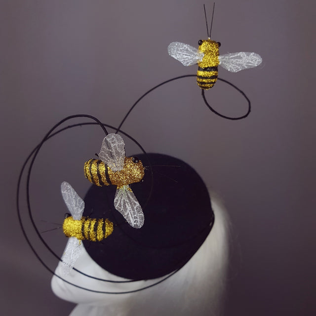 "Like Bees to..." Glitter Bumble Bee Fascinator Hat