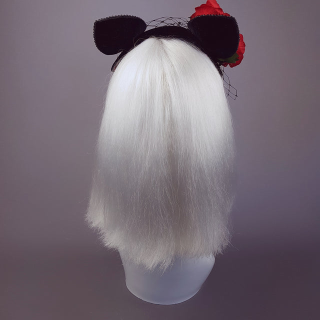 "Chatte" Cat Ear Black Velvet Vintage Fascinator