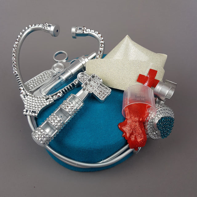 Pearls & Swine: Bespoke Commission Medical Nurse Doctor Fascinator Hat "Médico"
