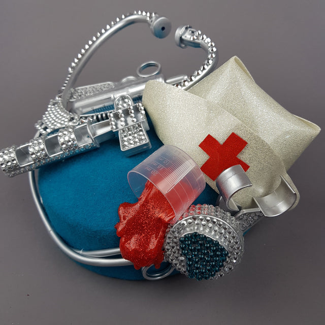 Pearls & Swine: Bespoke Commission Medical Nurse Doctor Fascinator Hat "Médico"