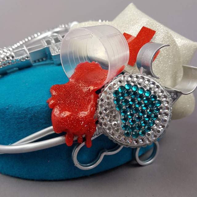 Pearls & Swine: Bespoke Commission Medical Nurse Doctor Fascinator Hat "Médico"