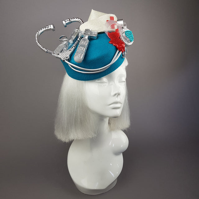 Pearls & Swine: Bespoke Commission Medical Nurse Doctor Fascinator Hat "Médico"