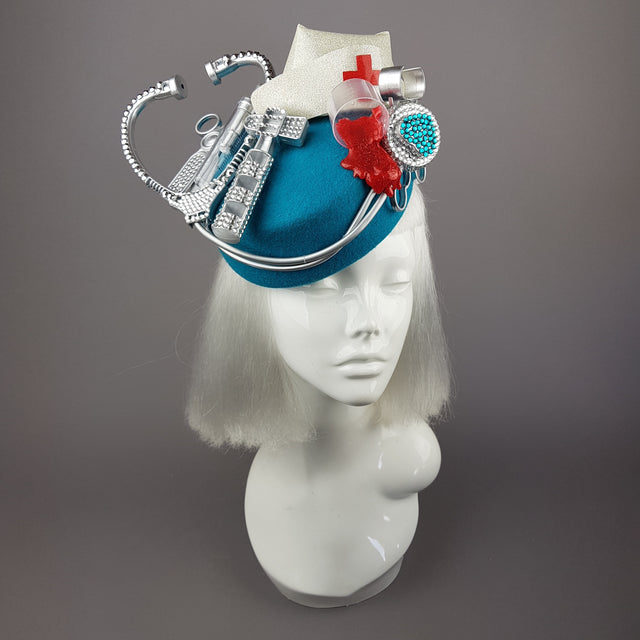 Pearls & Swine: Bespoke Commission Medical Nurse Doctor Fascinator Hat "Médico"