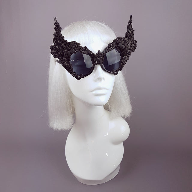 "Mystique" Black Unicorn Filigree Sunglasses