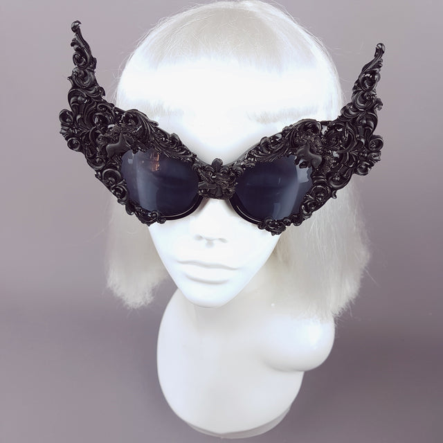 "Mystique" Black Unicorn Filigree Sunglasses