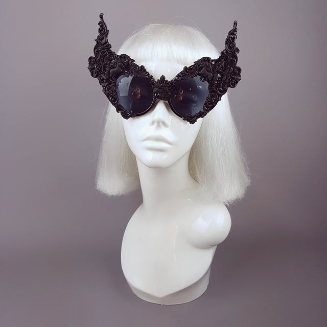 "Mystique" Black Unicorn Filigree Sunglasses