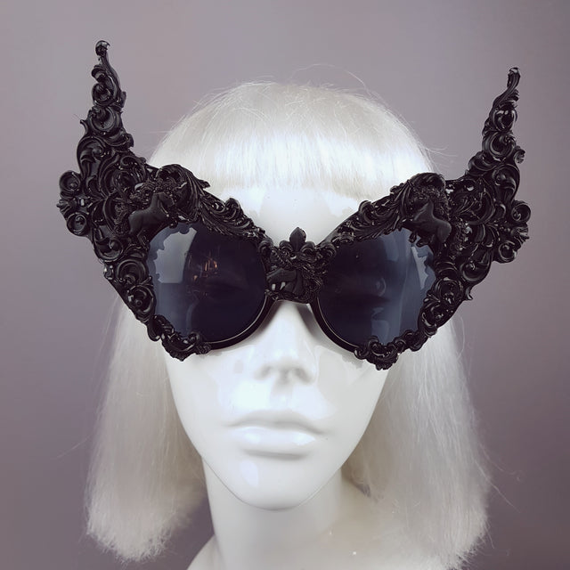"Mystique" Black Unicorn Filigree Sunglasses