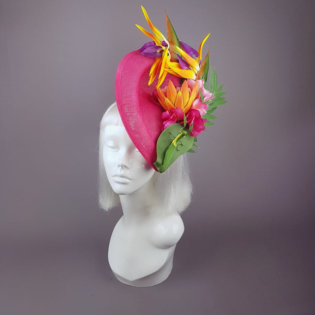 "Strelitzia" Colourful Tropical Flowers Fascinator Hat