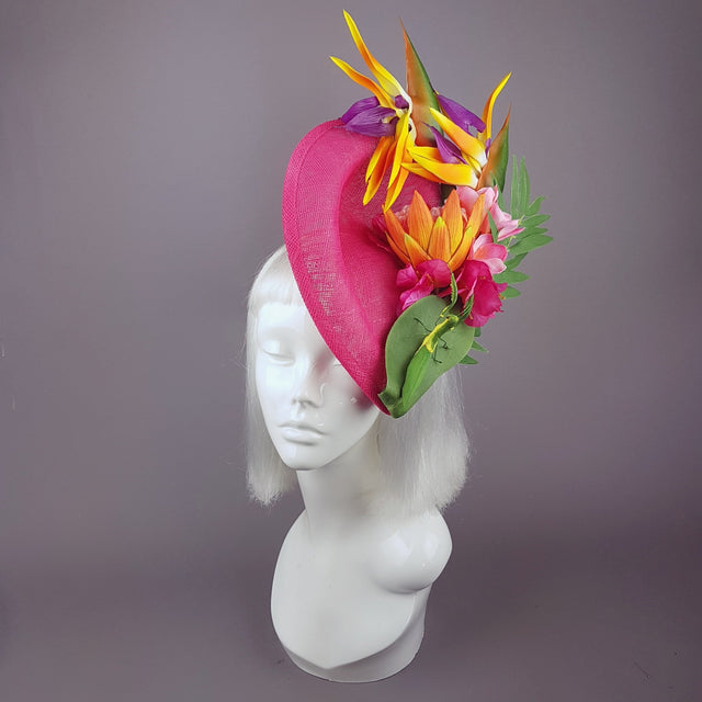 "Strelitzia" Colourful Tropical Flowers Fascinator Hat