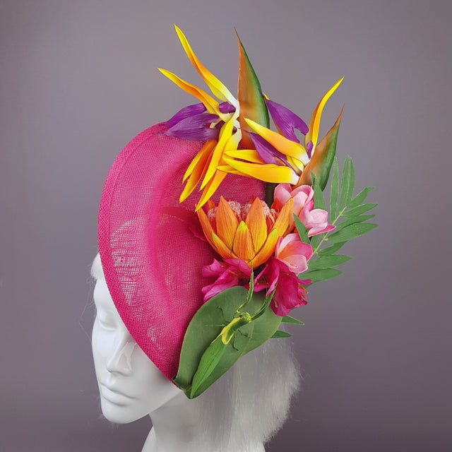 "Strelitzia" Colourful Tropical Flowers Fascinator Hat