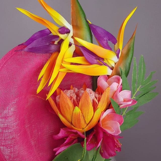 "Strelitzia" Colourful Tropical Flowers Fascinator Hat