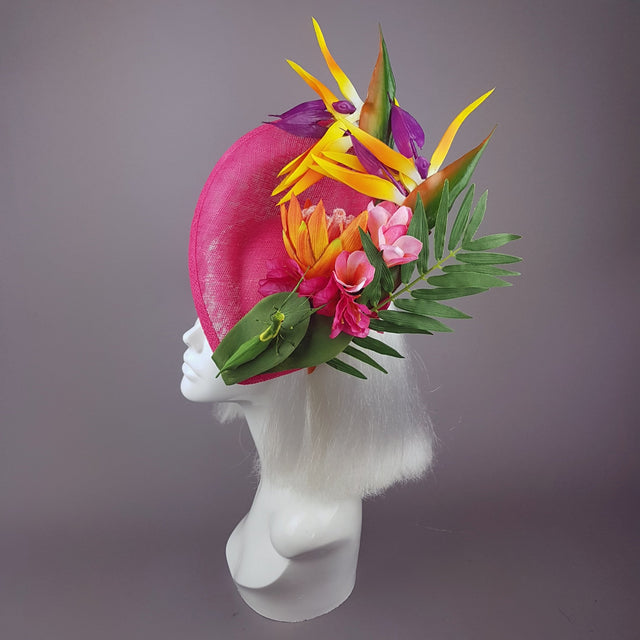 "Strelitzia" Colourful Tropical Flowers Fascinator Hat