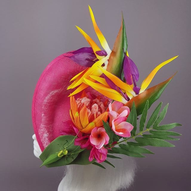 "Strelitzia" Colourful Tropical Flowers Fascinator Hat