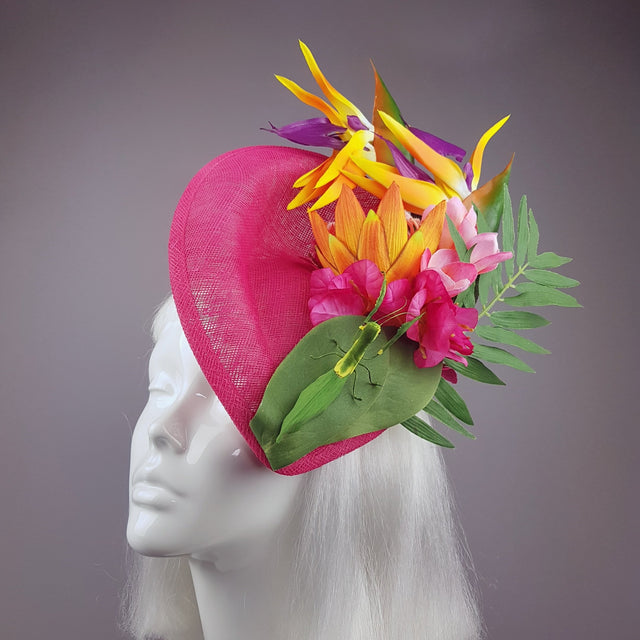 "Strelitzia" Colourful Tropical Flowers Fascinator Hat