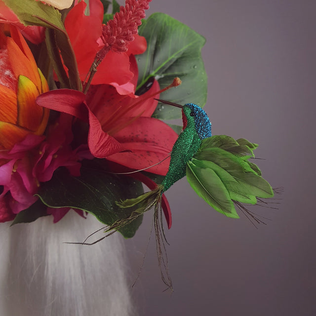 "Nerida" Pink & Orange Tropical Hibiscus Flowers Fascinator Hat