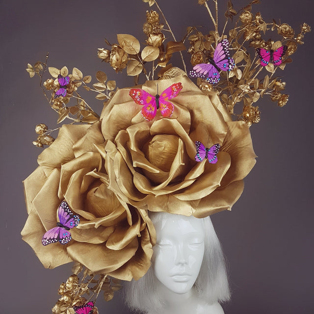 "Rhiannon" Giant Gold Roses Headdress