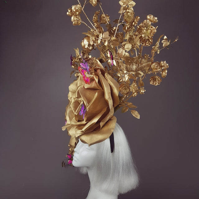 "Rhiannon" Giant Gold Roses Headdress