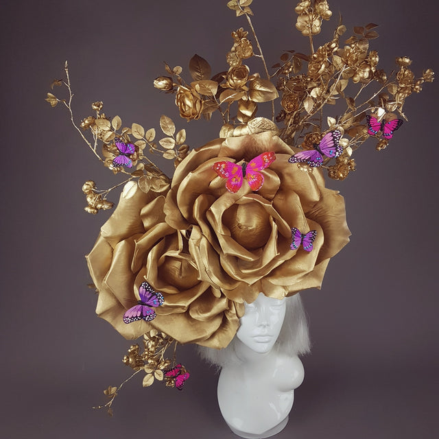 "Rhiannon" Giant Gold Roses Headdress