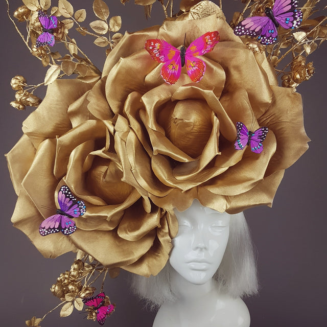 "Rhiannon" Giant Gold Roses Headdress