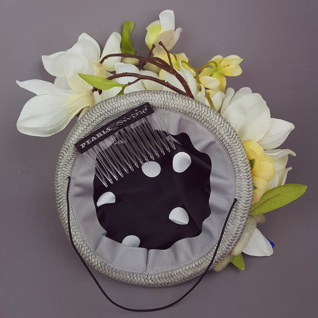 "Lorilla" Grey and Yellow Magnolia Flowers Fascinator Hat