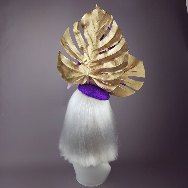 "Byakko" Tiger Gold & Purple Tropical Flower Fascinator Hat
