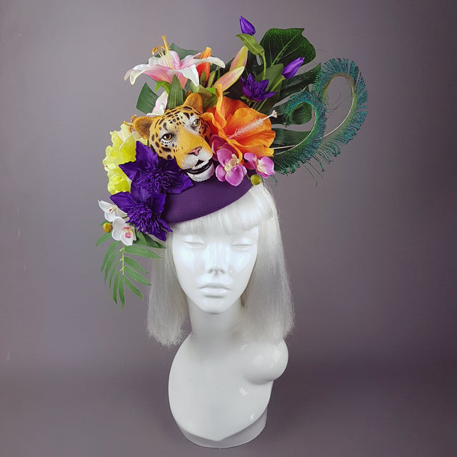 "Bali" Tiger Colourful Tropical Flower Fascinator Hat