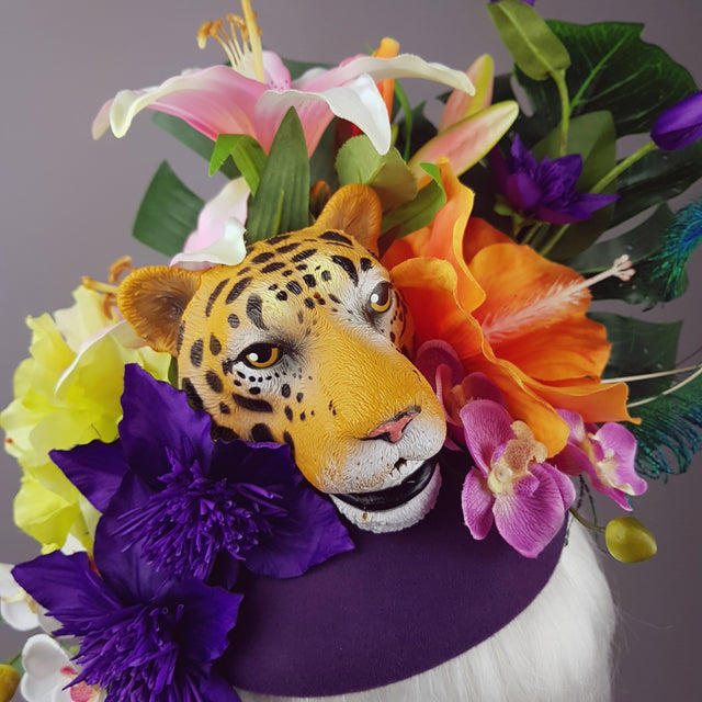 "Bali" Tiger Colourful Tropical Flower Fascinator Hat