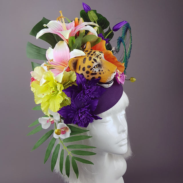 "Bali" Tiger Colourful Tropical Flower Fascinator Hat