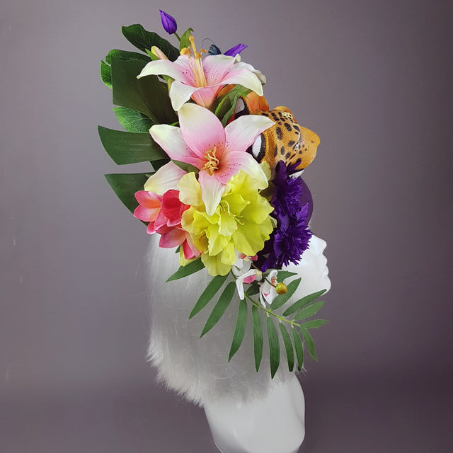 "Bali" Tiger Colourful Tropical Flower Fascinator Hat