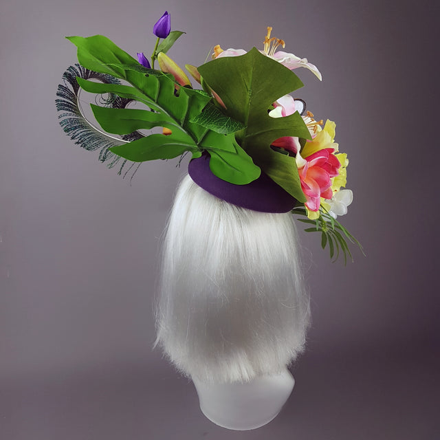 "Bali" Tiger Colourful Tropical Flower Fascinator Hat