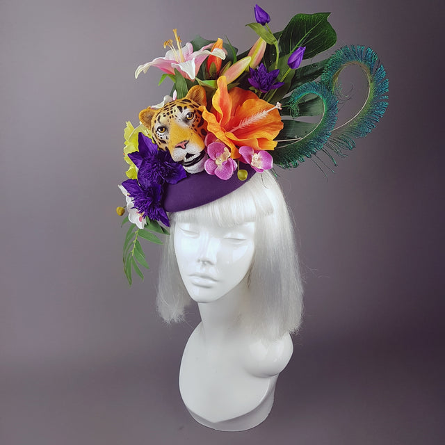 "Bali" Tiger Colourful Tropical Flower Fascinator Hat