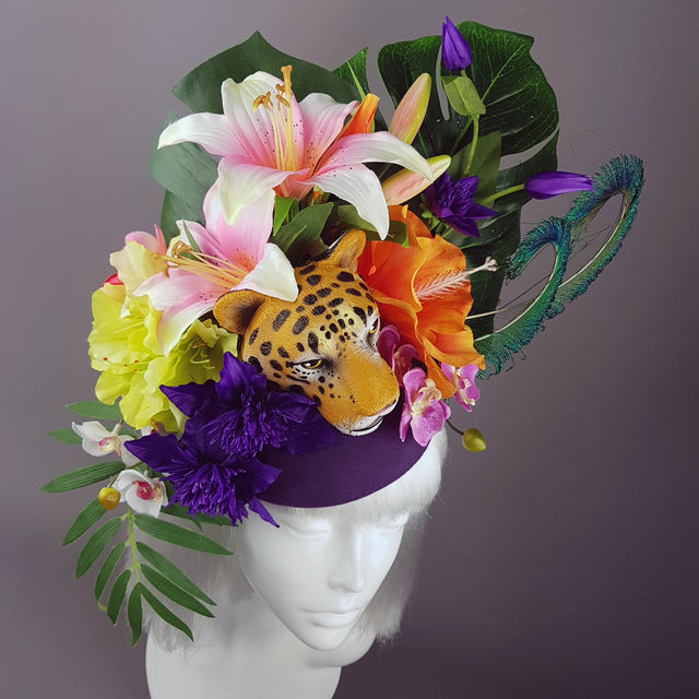 "Bali" Tiger Colourful Tropical Flower Fascinator Hat