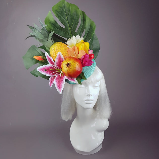 "Mangiare" Tropical Fruit & Flower Fascinator Hat