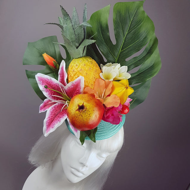 "Mangiare" Tropical Fruit & Flower Fascinator Hat