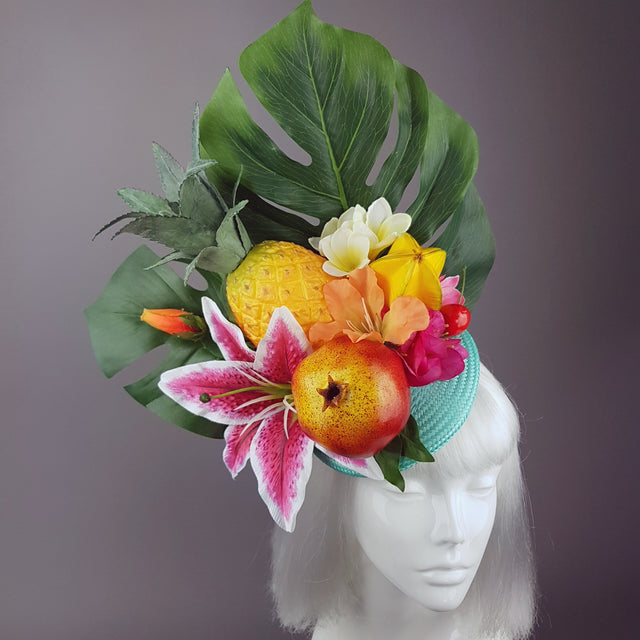 "Mangiare" Tropical Fruit & Flower Fascinator Hat